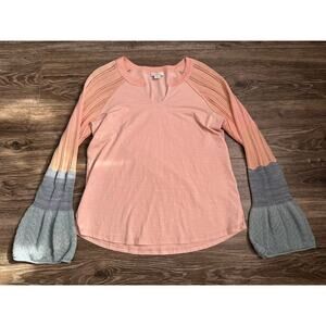 Sundance Women's Top Blouse Crochet Bell Sleeves Pink Blue size M